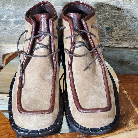 Goffredo Fantini Italian Suede lace-up Ankle Boots Two-Tone - Picture 2 of 8